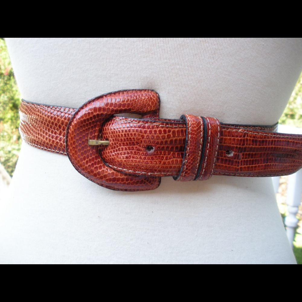 Vintage Brown Lizard Leather Belt